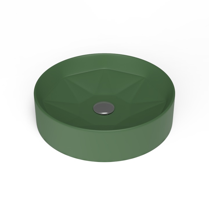 Lavoar Celesta Emerald, 42 x 42 x 11 cm, montaj pe blat, ceramica, verde