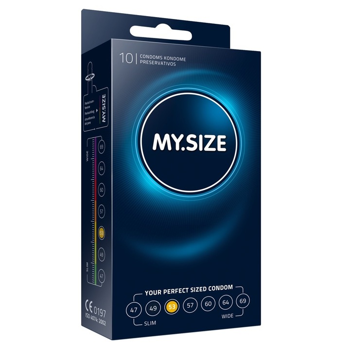 Премиум комплект презервативи My Size, тънки и устойчиви, размер 53 mm, 1 кутия x 10 бр.