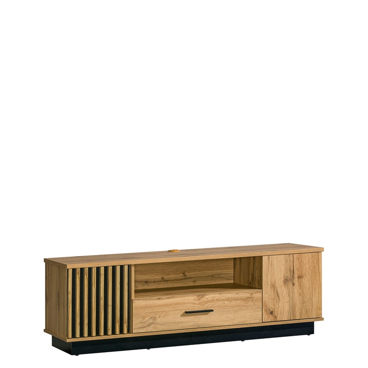 Comoda TV 2D1S Salemir SE07, MIRJAN24, stejar wotan / negru, 155x40x51 cm