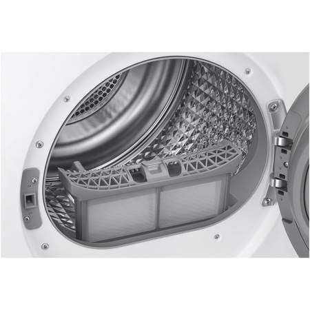 Uscator de rufe Bespoke Samsung DV90BB9445GHS7, Pompa de caldura, 9 kg, Clasa A+++, QuickDrive, AI Dry, SmartThings, Motor Digital inverter, Usa reversibila, Alb
