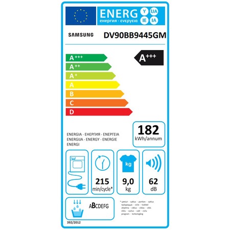 Uscator de rufe Bespoke Samsung DV90BB9445GMS7, Pompa de caldura, 9 kg, Clasa A+++, QuickDrive, AI Dry, SmartThings, Motor Digital Inverter, Usa reversibila, Alb