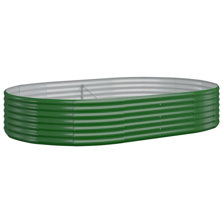 Jardiniera gradina vidaXL, verde, 214x140x36cm, otel vopsit electrostatic