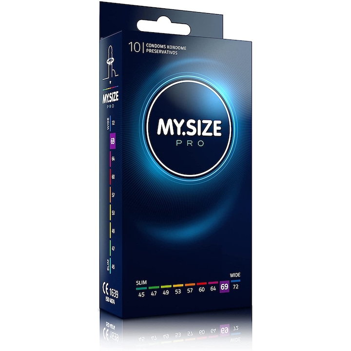 Комплект от 10 презерватива My.size Pro 69, Латекс, 223 мм