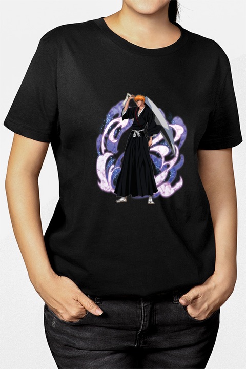 Tricou dama Bleach Kurosaki Ichigo Anime Sabie Bankai Hollow Spirit Fan, negru, marime XL
