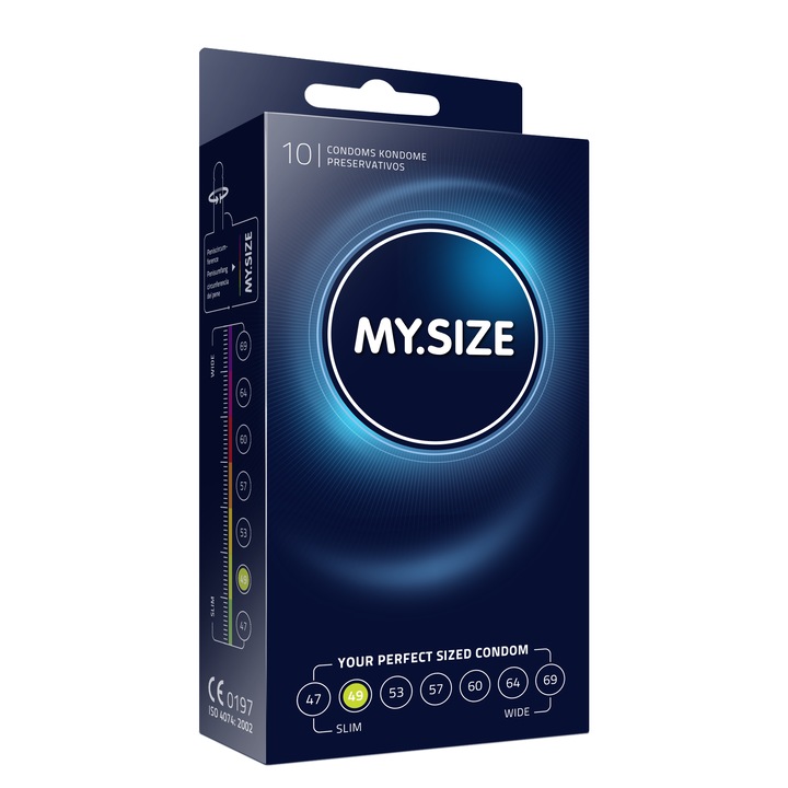 Комплект от 10 презерватива My.size Pro 49, Латекс, 165 мм