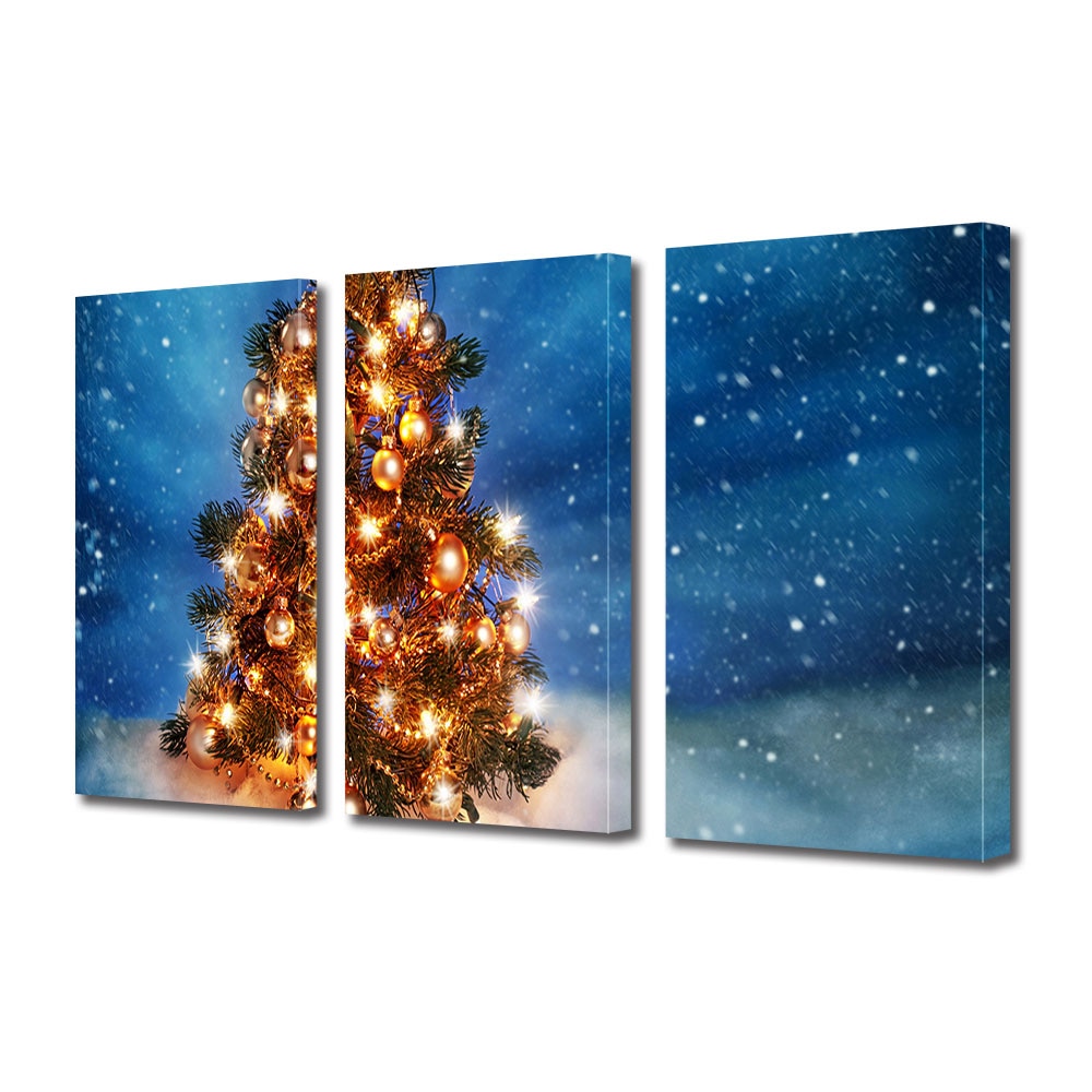 Tablou Multicanvas 3 Piese Sarbatori Craciun Craciun instelat 30 x 60 cm