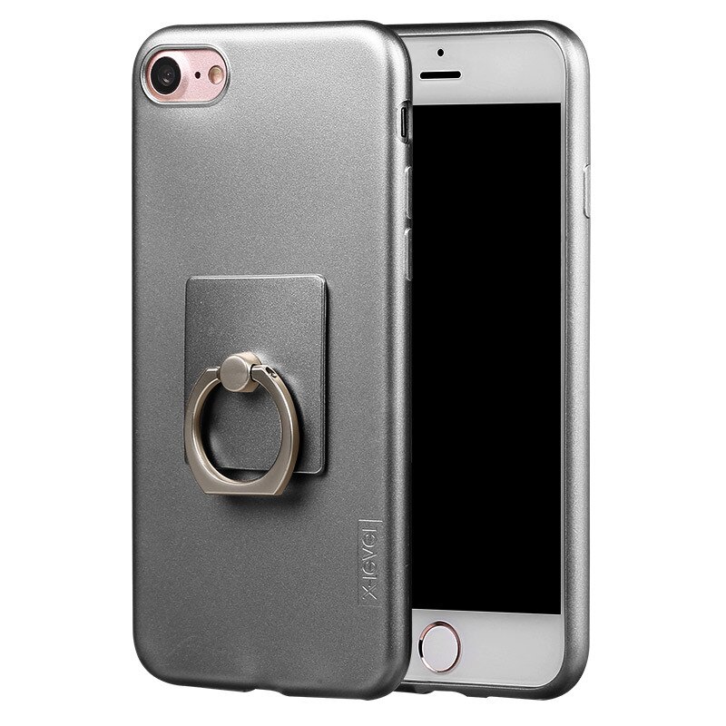 Husa de protectie cu inel suport X-level Jelly pentru iPhone 6/6S, argintiu