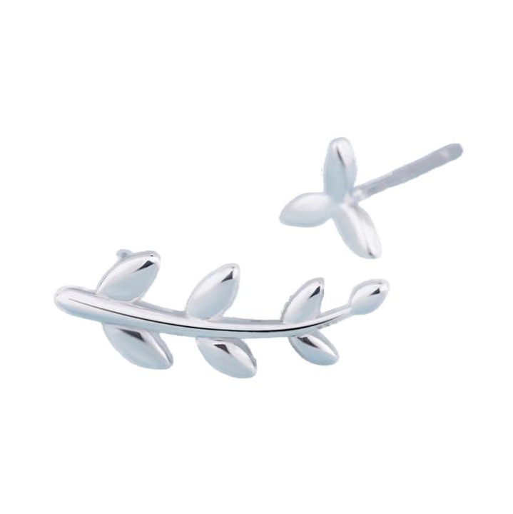 Cercei frunza, Ecarla, Argint, 1cm, Argintiu