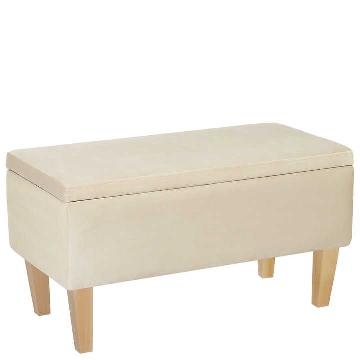 Banca cu spatiu de depozitare Carducci Nat 2201, Lordly, Velur, 81x42 cm, Bej