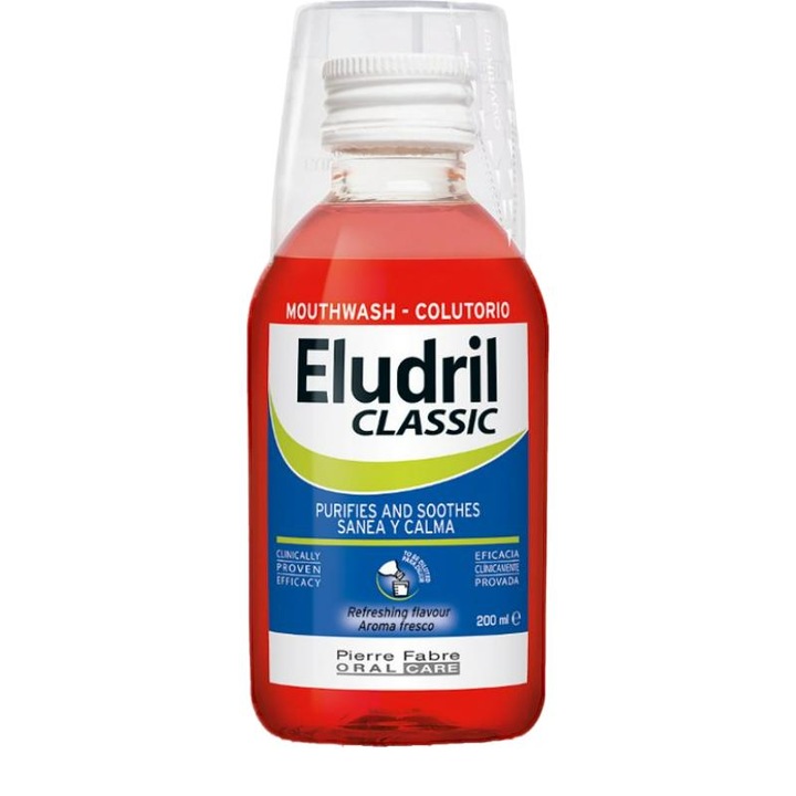 Apa de gura Eludril Classic, Elgydium, Combate placa bacteriena, 200 ml