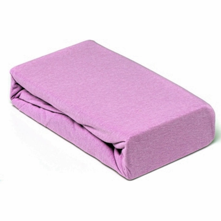 Cearceaf cu elastic Jersey Mov, 140 x 200cm, tricot, inaltime standard 25cm, pentru pat dublu, Meltem