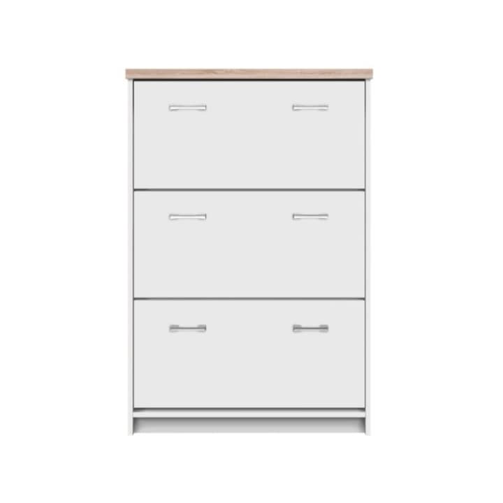 Pantofar 3K, PAL melaminat, alb/stejar sonoma, 80x121x27 cm, mobHAUS
