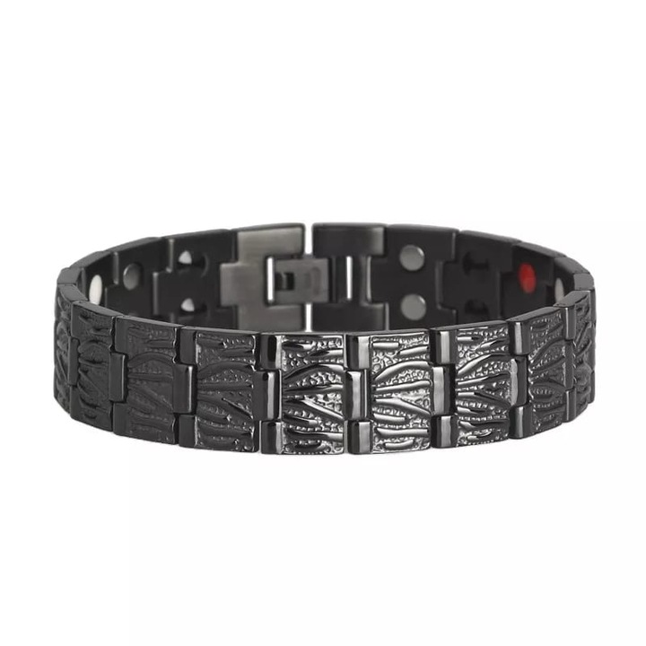 Bratara magnetica pentru barbati, CRM, ajustabila, black, 21 cm