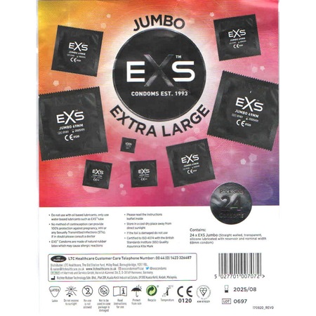 Set 24 Prezervative, Exs Jumbo XXL, Latex, Transparent - eMAG.ro