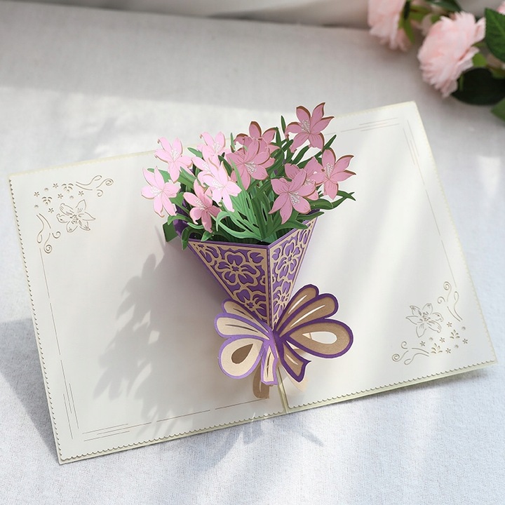 Felicitare 3D Pop-up Flowers, Moments, Multicolor