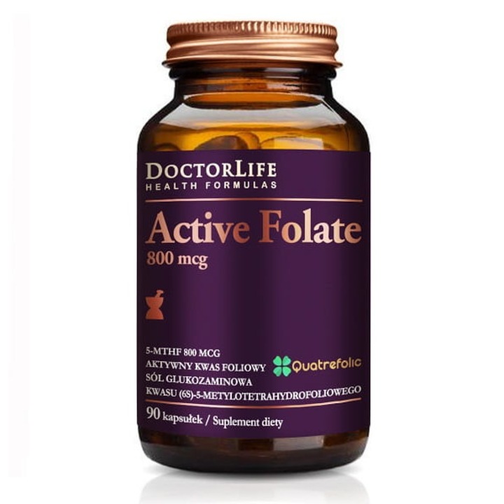 Хранителна добавка DoctorLife Folic Acid Active Folate, 800 mcg, 90 капсули