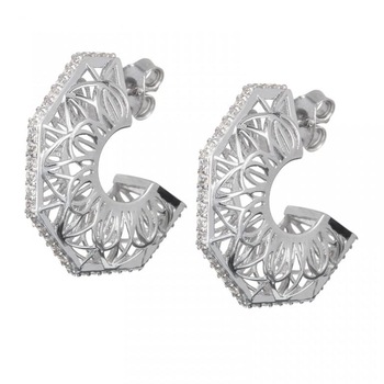 Cercei de argint Preciosa, Crystal / White, Lotus Bud, Argintiu Cercei de argint Preciosa, Crystal / White, Lotus Bud, Argintiu