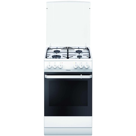 Aragaz Hansa FCMW580009, Alimentare gaz, 4 Zone de gatit, Cuptor 65 l, alb