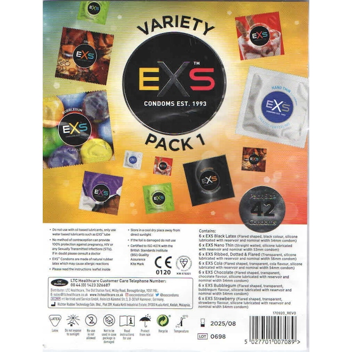 Prezervative Aromate din Latex Natural EXS Mixed Variety Pack 1