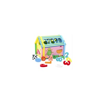 Casuta activitati 5 in 1 din lemn multicolor Casuta activitati 5 in 1 din lemn multicolor