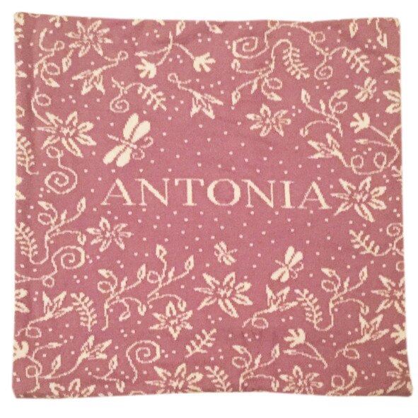 Fata de perna pesonalizata Antonia, mov, 40 x 40 cm din bumbac organic