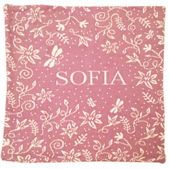 Fata de perna pesonalizata Sofia, mov, 40 x 40 cm din bumbac organic