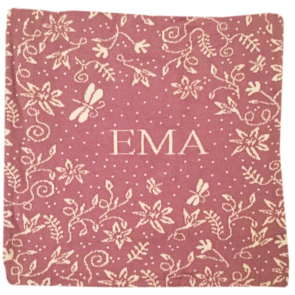 Fata de perna pesonalizata Ema, mov, 40 x 40 cm din bumbac organic