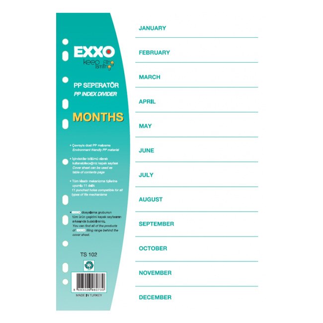 Separatoare plastic ianuarie-decembrie Exxo E1654