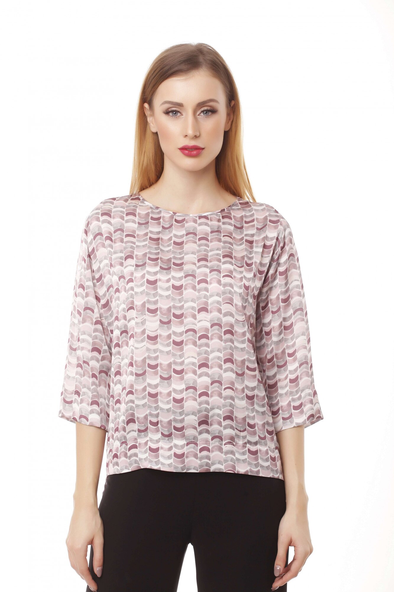 Top KVINNA material fluid, nuante bej/lila, Multicolor