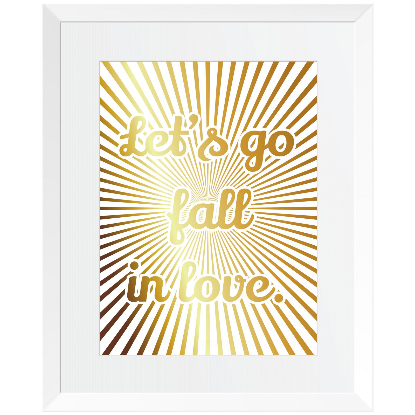 Tablou Let’s go fall in love, 24x30cm, colaj metalic auriu, cadou indragositi