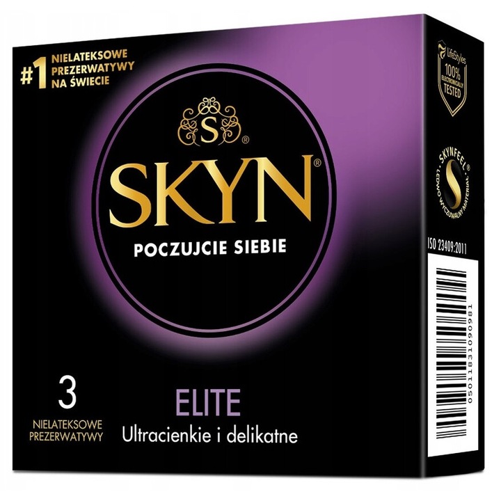 Set 3 Prezervative, Unimil Skyn Elite, Latex, Transparent