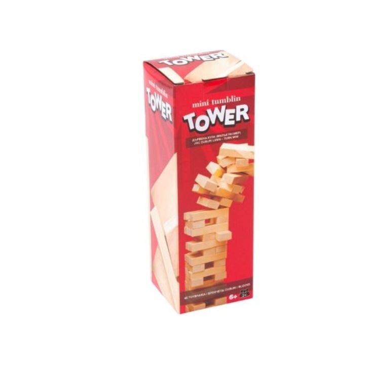 Fa kocka játék Mini Tumblin Tower, DecorCasa, 5,5x15,5 cm