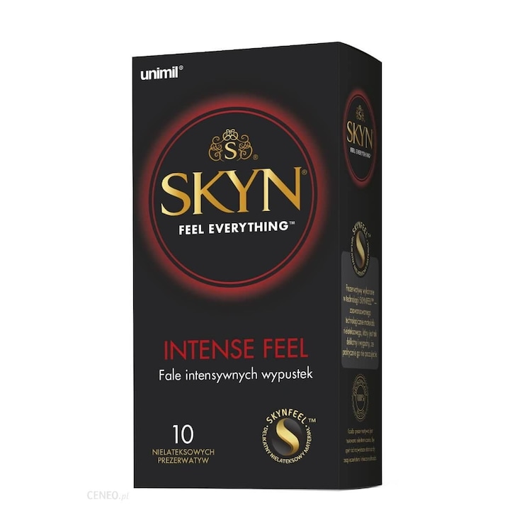 Комплект от 10 презерватива Unimil Skyn Intense feel, Полиизопрен, Прозрачен