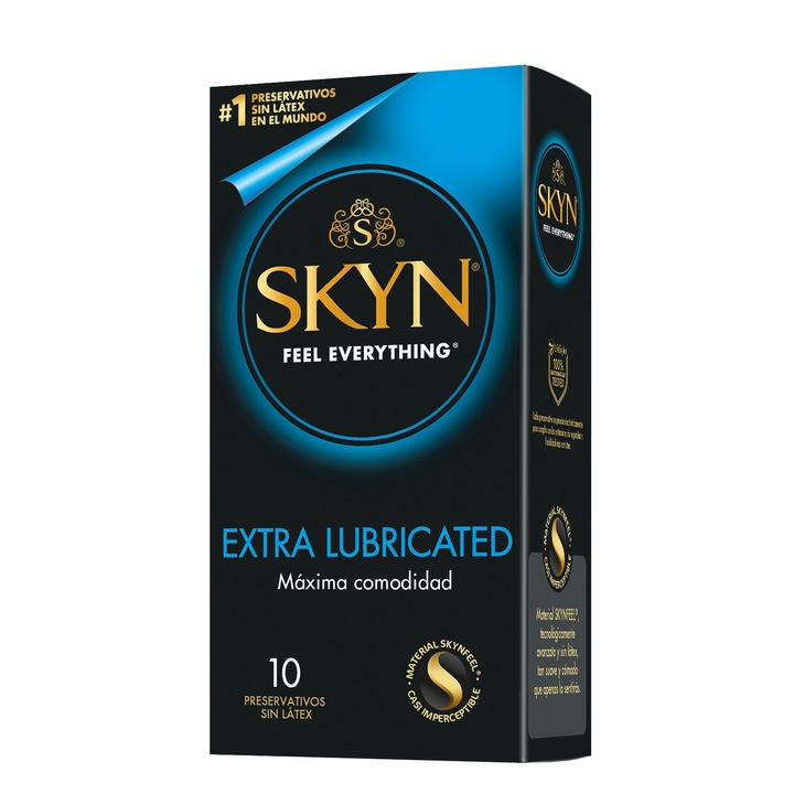 Skins Extra Moisturized, 10 db-os óvszer készlet, poliizoprén, átlátszó