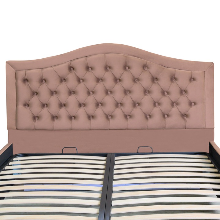 Tablie pat Arizona cu nasturi tapitati, dimensiune 190*130cm, cappuccino