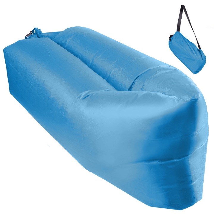 Самонадуваем матрак тип шезлонг Lazy Bag 230 х 70 см за къмпинг, плаж или басейн Син