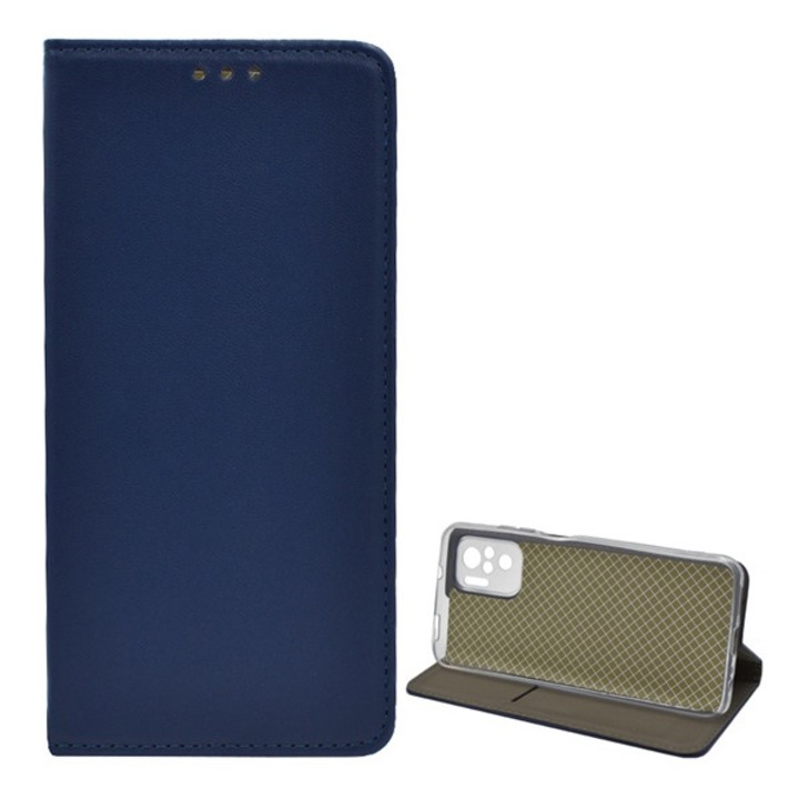 Xiaomi Redmi Note 10 / 10S Tok Álló, Bőr Hatású (Flip, Oldalra Nyíló, Asztali Tartó Funkció) Sötétkék