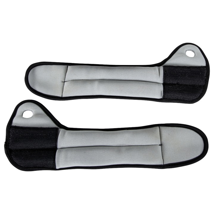 Set 2 greutati pentru incheietura mainii, Amila, Neopren, 2x1 kg, Negru/Gri