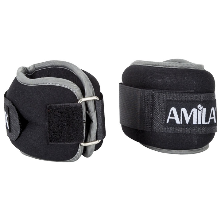 Set 2 greutati pentru incheietura mainilor/picioarelor, Amila, Neopren, 2x0.5 kg, Negru