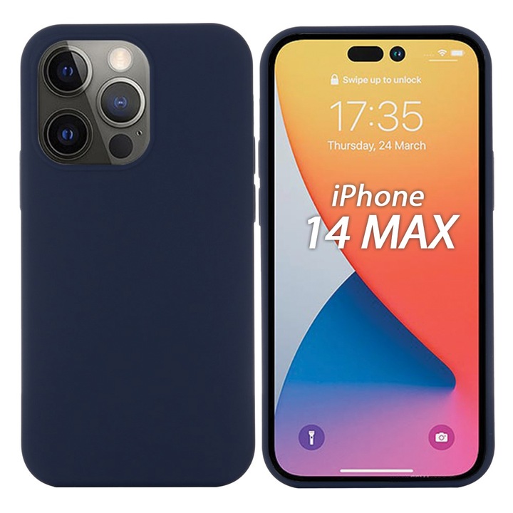 Husa din silicon pentru Apple iPhone 14 Max, Silicon TPU, Hard TPU, Albastru Navy