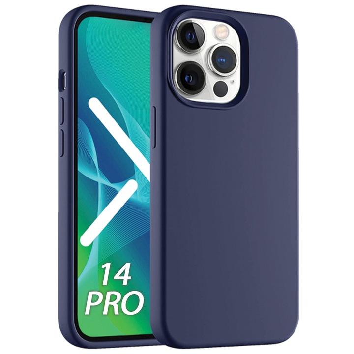 Husa din silicon pentru Apple iPhone 14 Pro, Silicon TPU, Hard TPU, Albastru Navy