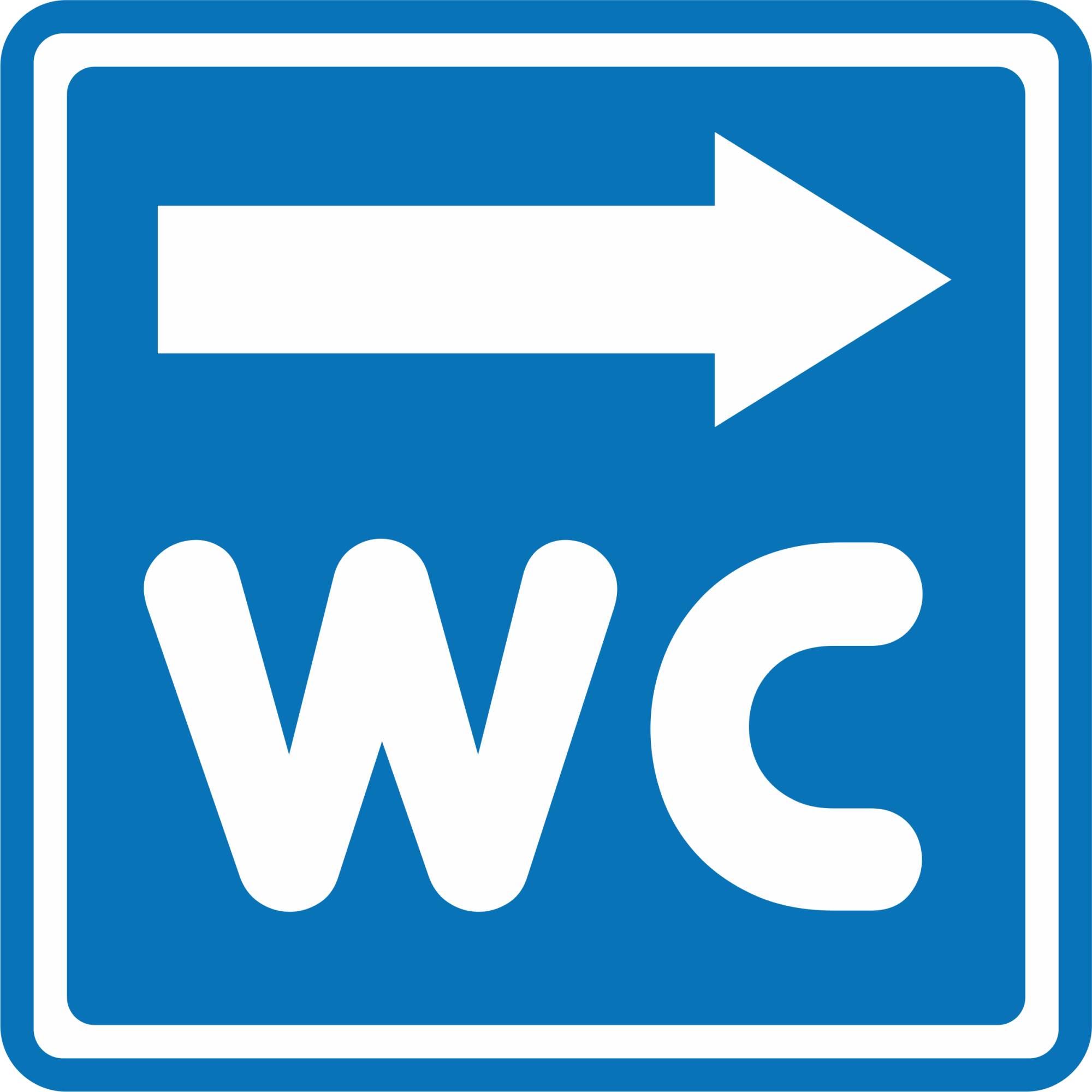 Semn Indicator, WC Sageata Dreapta, Placa compacta PVC, 10x10 cm eMAG.ro