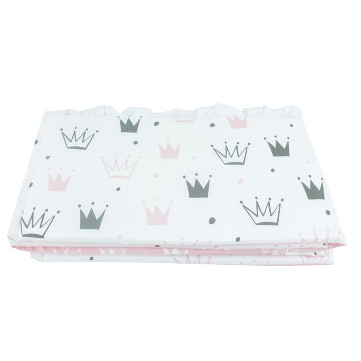 Set 2 aparatori, bumbac, coronite princess roz, 120x60 cm