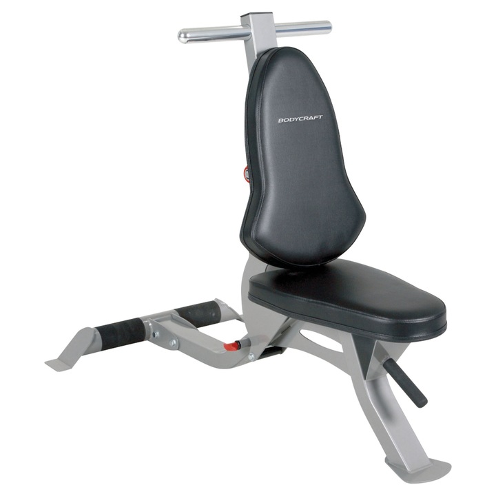 Banca de fitness Bodycraft F603, Spatar reglabil 8 pozitii, 72.4x127x45.7 cm, Negru/Gri