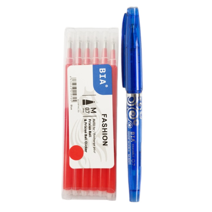 Set Roller Fashion Ball 0.7mm si 6 rezerve 0.7mm rosu, Bia