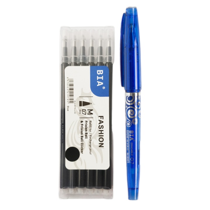 Set Roller Fashion Ball 0.7mm si 6 rezerve 0.7mm negru, Bia