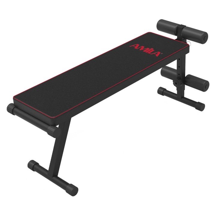 Banca de fitness Amila, 123x34x62 cm, Negru/Rosu
