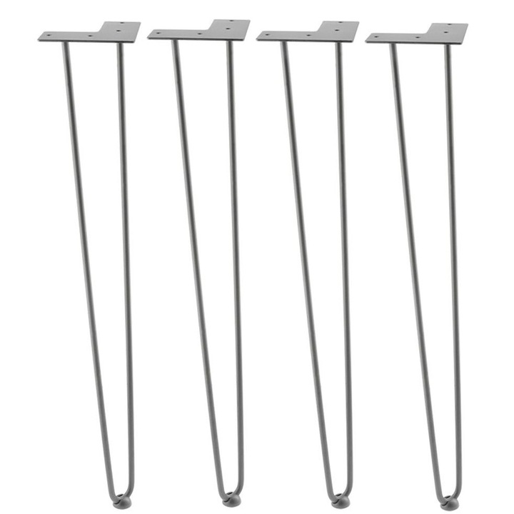 Set 4 picioare de masa Arto Ø12 mm, finisaj negru mat, H711 mm