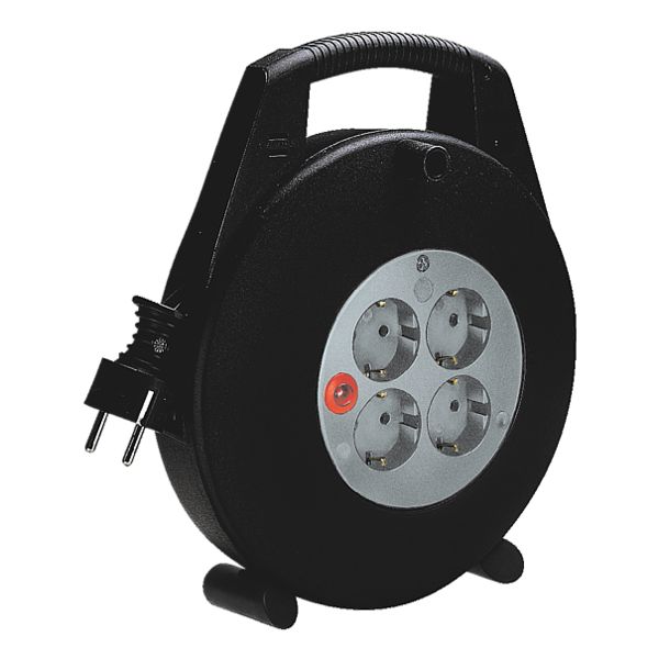 Prelungitor cu tambur Brennenstuhl Vario Line, 4 prize, 15m, Negru/Gri