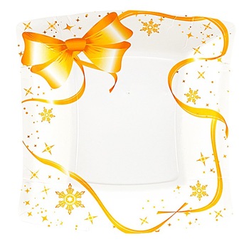 Farfurii carton cu fundita aurie pentru Craciun, 19 cm, Radar 63290, Set 10 buc Farfurii carton cu fundita aurie pentru Craciun, 19 cm, Radar 63290, Set 10 buc